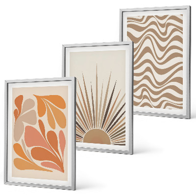 Composição de quadros moderna formas pastel boho de sol