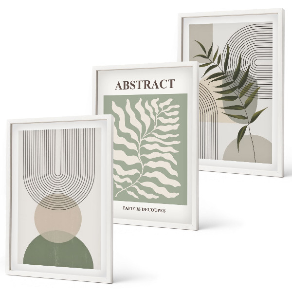 Conjunto de quadros para sala de estar Abstrações botânicas boho