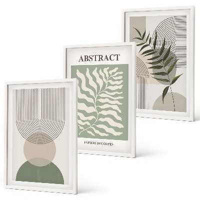 Conjunto de quadros para sala de estar Abstrações botânicas boho