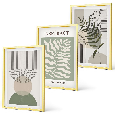 Conjunto de quadros para sala de estar Abstrações botânicas boho