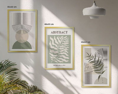 Conjunto de quadros para sala de estar Abstrações botânicas boho