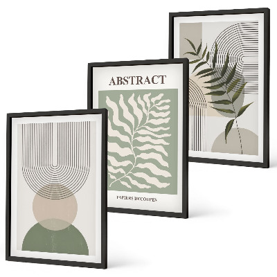 Conjunto de quadros para sala de estar Abstrações botânicas boho