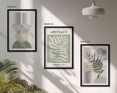 Conjunto de quadros para sala de estar Abstrações botânicas boho