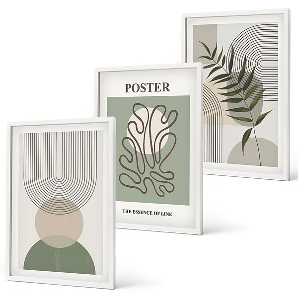Conjunto de quadros estampa botânica geométrica decoração de parede moderna