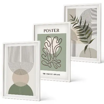 Conjunto de quadros estampa botânica geométrica decoração de parede moderna