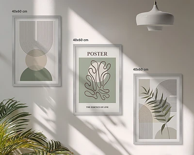 Conjunto de quadros estampa botânica geométrica decoração de parede moderna