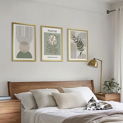 Conjunto de quadros estampa botânica geométrica decoração de parede moderna