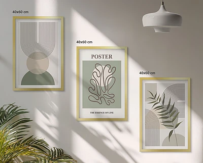 Conjunto de quadros estampa botânica geométrica decoração de parede moderna