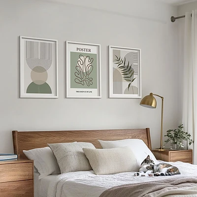 Conjunto de quadros estampa botânica geométrica decoração de parede moderna