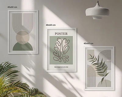 Conjunto de quadros estampa botânica geométrica decoração de parede moderna