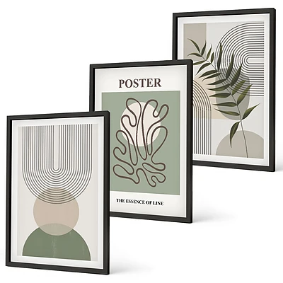 Conjunto de quadros estampa botânica geométrica decoração de parede moderna