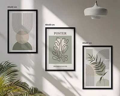 Conjunto de quadros estampa botânica geométrica decoração de parede moderna