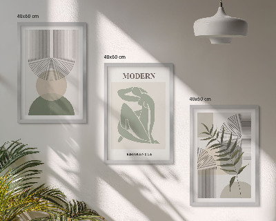 Conjunto de 3 quadros com moldura Gráficos de plantas estilosos