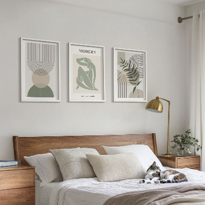 Conjunto de 3 quadros com moldura Gráficos de plantas estilosos
