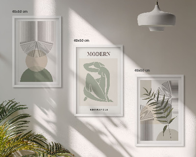 Conjunto de 3 quadros com moldura Gráficos de plantas estilosos