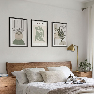 Conjunto de 3 quadros com moldura Gráficos de plantas estilosos