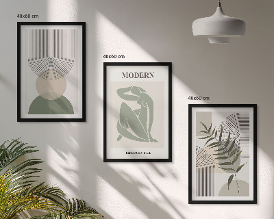 Conjunto de 3 quadros com moldura Gráficos de plantas estilosos