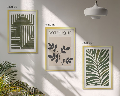 Conjunto de 3 quadros com moldura minimalismo botânico boho