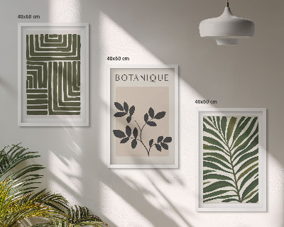Conjunto de 3 quadros com moldura minimalismo botânico boho