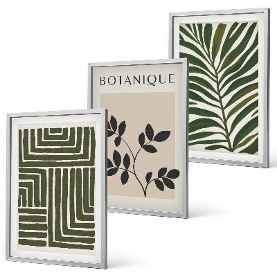 Conjunto de 3 quadros com moldura minimalismo botânico boho