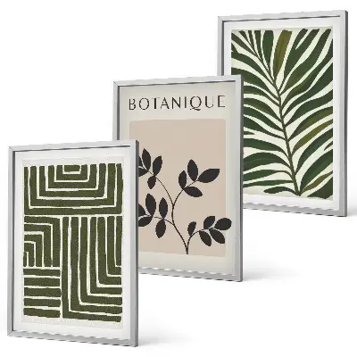 Conjunto de 3 quadros com moldura minimalismo botânico estilo boho