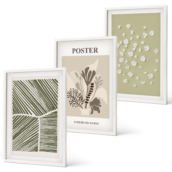 Conjunto de quadros para sala de estar Motivos vegetais discretos