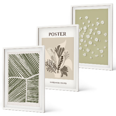 Conjunto de quadros para sala de estar Motivos vegetais discretos