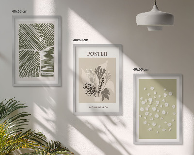 Conjunto de quadros para sala de estar Motivos vegetais discretos