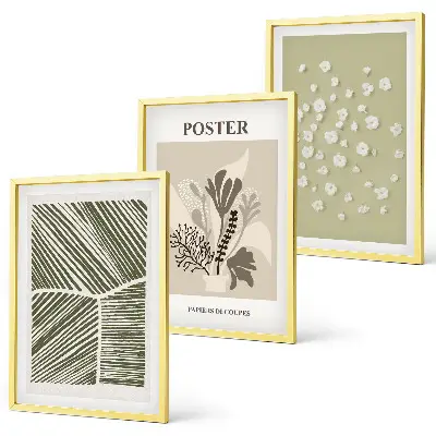 Conjunto de quadros para sala de estar com motivos vegetais discretos