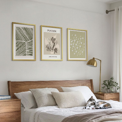 Conjunto de quadros para sala de estar Motivos vegetais discretos