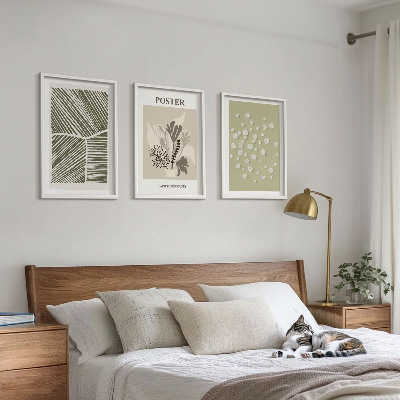 Conjunto de quadros para sala de estar Motivos vegetais discretos