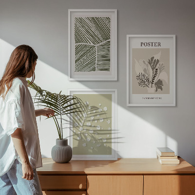 Conjunto de quadros para sala de estar Motivos vegetais discretos
