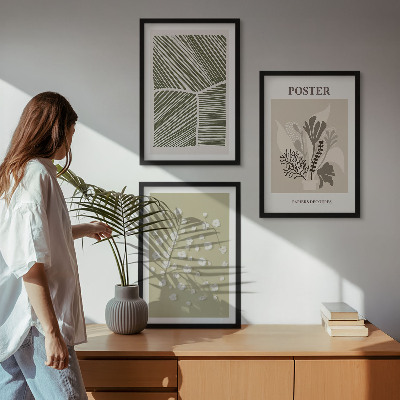 Conjunto de quadros para sala de estar Motivos vegetais discretos