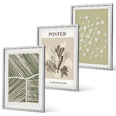 Conjunto de quadros para sala de estar com motivos vegetais discretos
