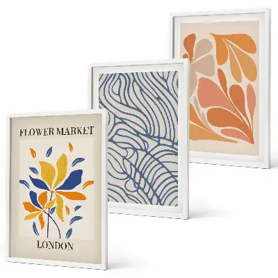Conjunto de quadros decorativos com arte de flores abstratas modernas