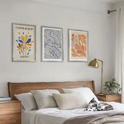 Conjunto de quadros decorativos com arte de flores abstratas modernas