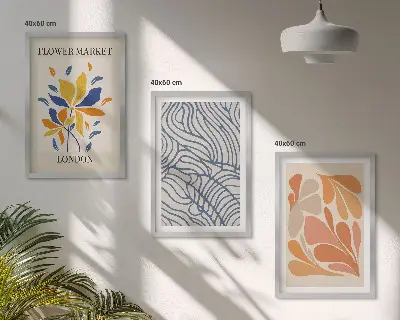 Conjunto de quadros decorativos com arte de flores abstratas modernas