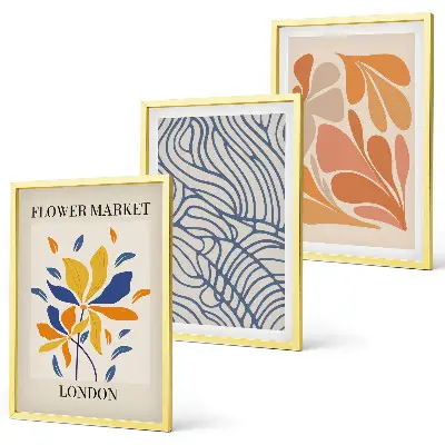 Conjunto de quadros decorativos com arte de flores abstratas modernas