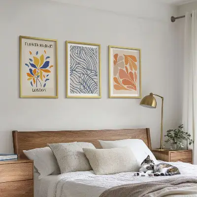 Conjunto de quadros decorativos com arte de flores abstratas modernas