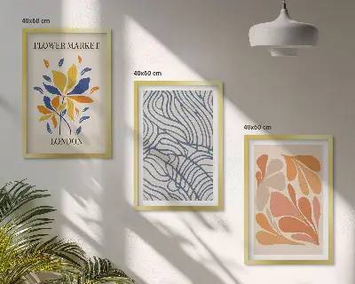 Conjunto de quadros decorativos com arte de flores abstratas modernas