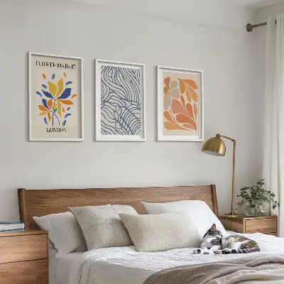 Conjunto de quadros decorativos com arte de flores abstratas modernas