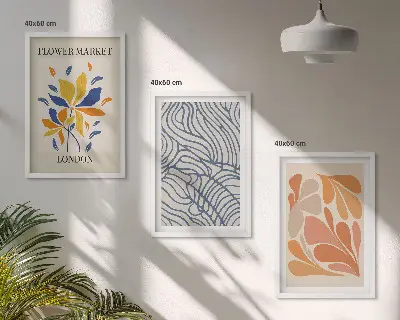 Conjunto de quadros decorativos com arte de flores abstratas modernas