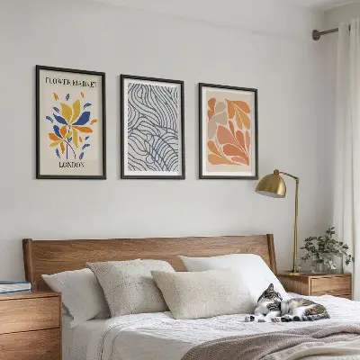 Conjunto de quadros decorativos com arte de flores abstratas modernas