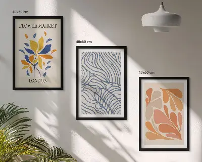 Conjunto de quadros decorativos com arte de flores abstratas modernas