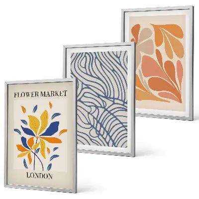Conjunto de quadros decorativos com arte de flores abstratas modernas