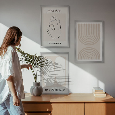 Conjunto de 3 quadros com moldura Linhas minimalistas elegantes