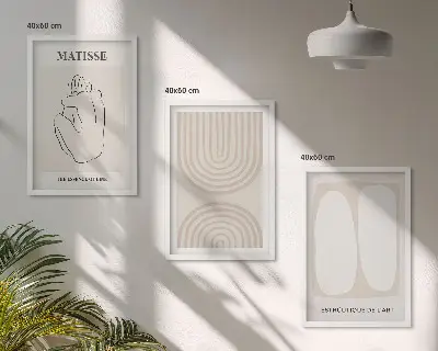 Conjunto de 3 quadros com moldura com design de linhas minimalistas elegantes