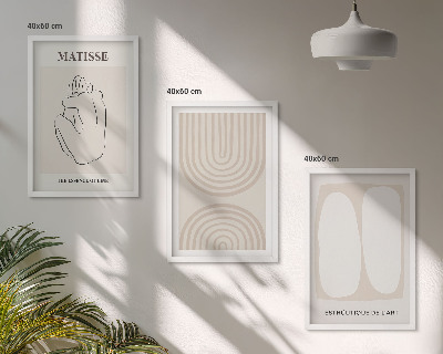 Conjunto de 3 quadros com moldura Linhas minimalistas elegantes