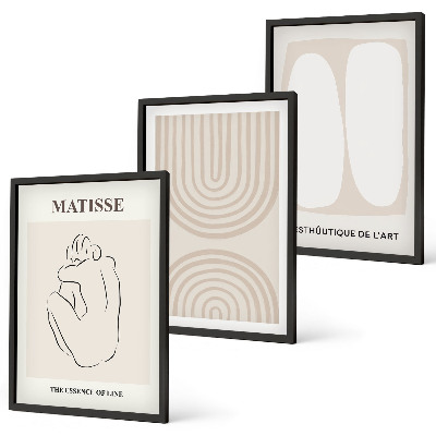 Conjunto de 3 quadros com moldura Linhas minimalistas elegantes