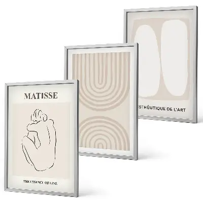 Conjunto de 3 quadros com moldura com design de linhas minimalistas elegantes
